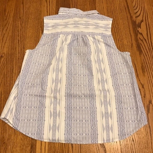 Roamans Tribal Print Collared Button Down Sleeveless Tank - Picture 1 of 12